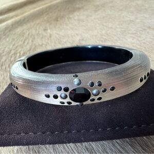 Alexis Bittar Lucite Bracelet with Faceted Stone and Pearl Accents